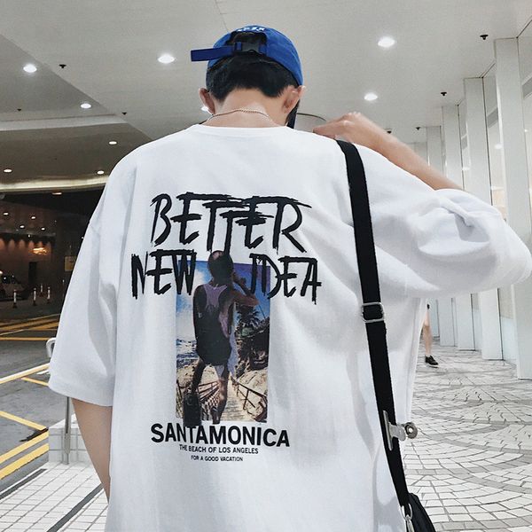 

high street-style summer casual short sleeve t-shirt хип-хоп популярный бренд cool graffiti lettered мужская половина рукава base body sh, White;black