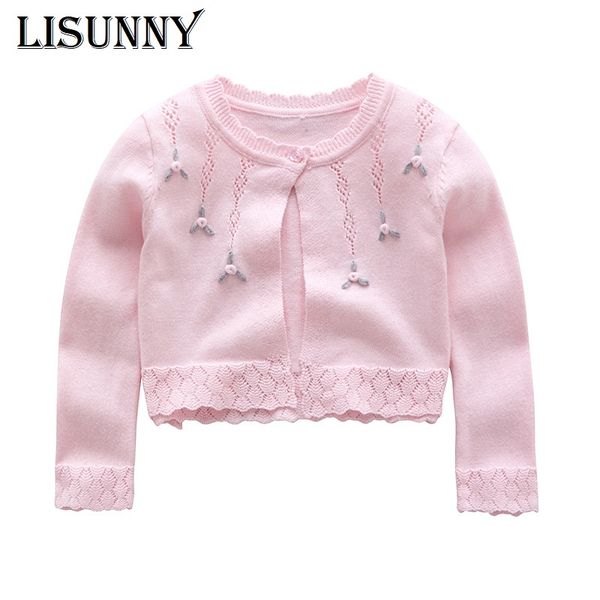

2020 spring summer european american style girls princess sweaters kids shawl embroidery children coat baby knitted cardigan, Blue