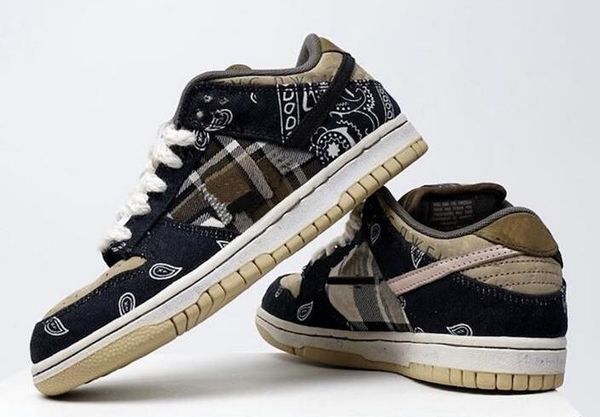 

new travis scotts x sb dunk low sneakers men women cactus jack parachute beige petra brown black sports shoes with box