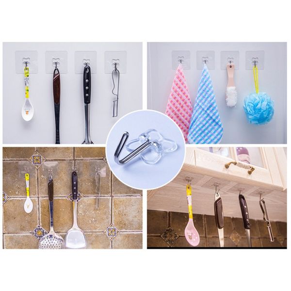 

10pcs strong adhesive hang clasp transparent non-marking towel clasp kitchen