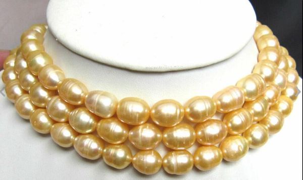 

gorgeous 11-13mm south sea baroque gold pearl necklace 48inch, Silver