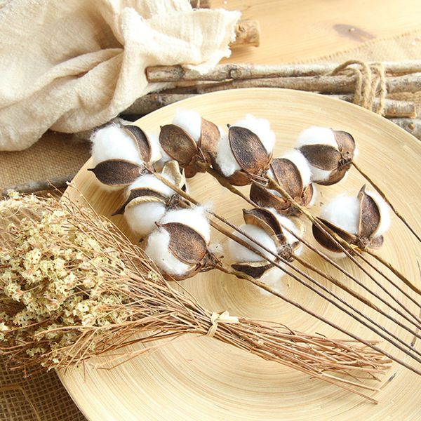 

naturally dried cotton stems farmhouse artificial flower filler floral decor fake cotton flower home decor bedroom decoration