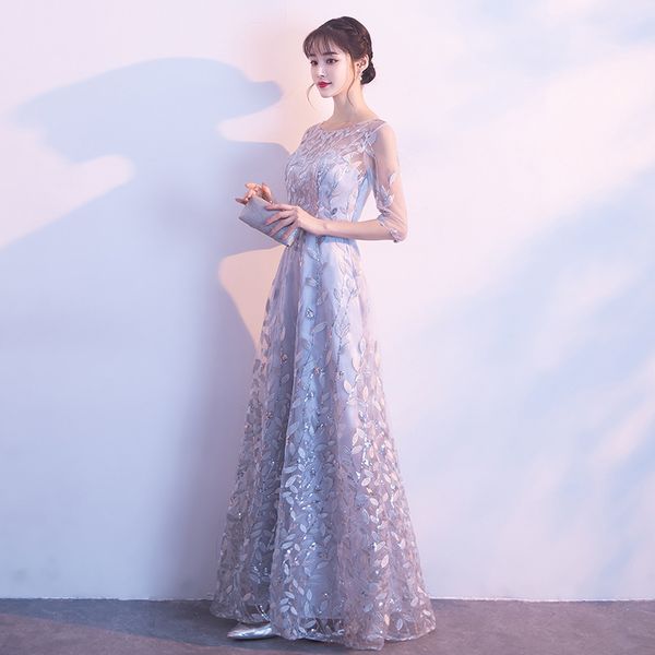 

leaves embroidery lace slim half sleeve party dress evening dress female chinese style improved qipao size s-3xl, Red