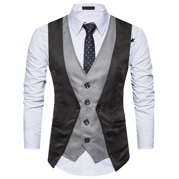 

new 2018 casual men's sleeveless vest slim fashion vest, Black;white