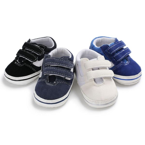 

baby boy girl canvas crib shoes soft sole prewalker anti-slip sneaker, Black