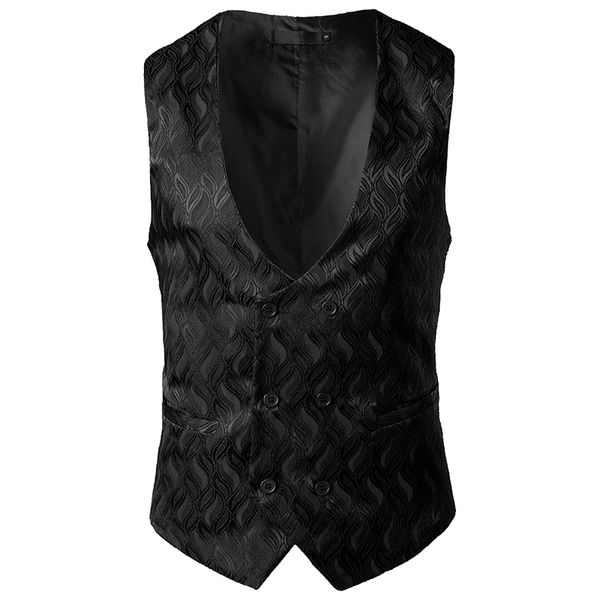 

2019 fashion new men's business casual boutique suit vest / men's flame pattern design double breasted waistcoat, Black;white