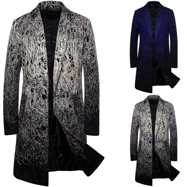 

2019 autumn & winter foreign trade fold-down collar trench coat men mid-length slim fit versitile fashion men's coat xf017, Black