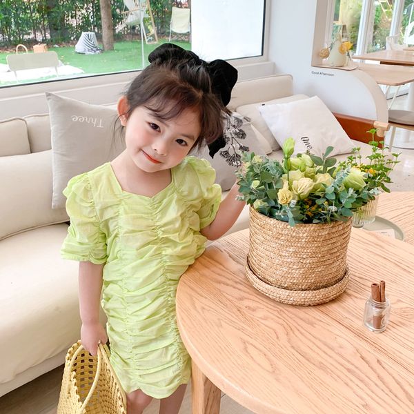 

2020 korea style baby girls dress summer kids girls dresses 1-7 years, Red;yellow