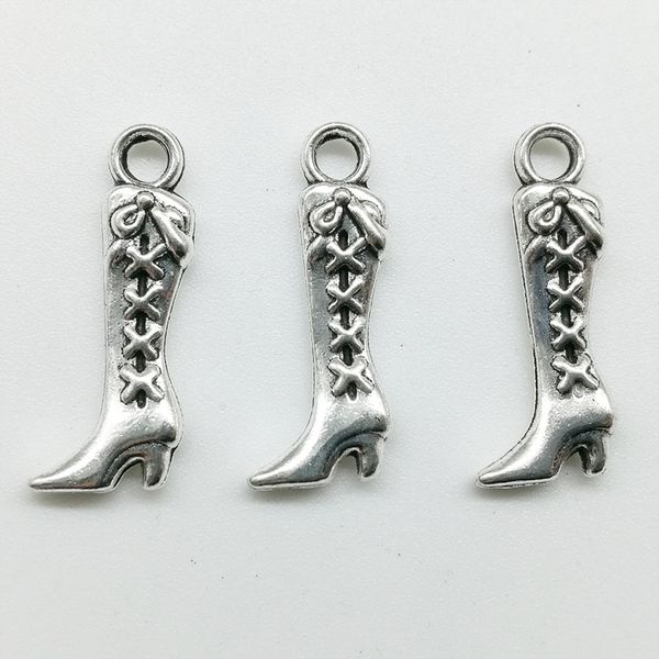 

100pcs/lot high shoes alloy charms pendant retro jewelry diy keychain ancient silver pendant for bracelet earrings necklace 19*8mm, Bronze;silver