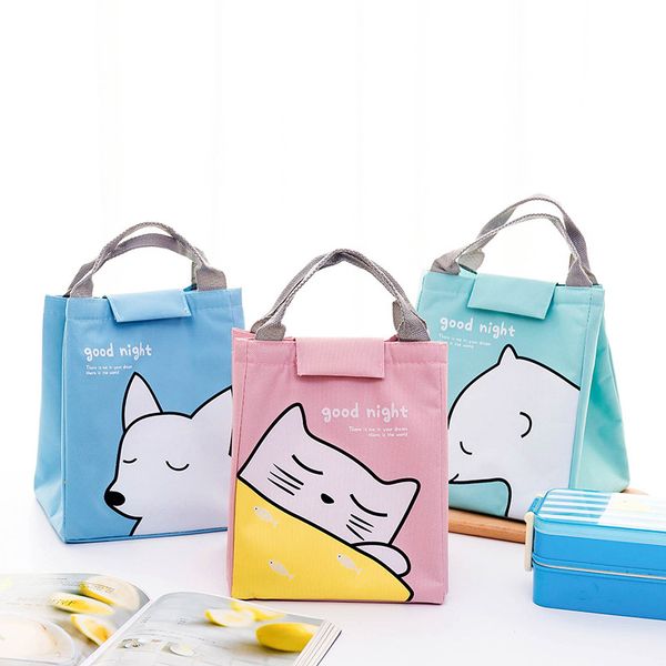 

travel fruit picnic cooler tote bag thermal women men kids cartoon lovely lunch box bag pouch case, Blue;pink