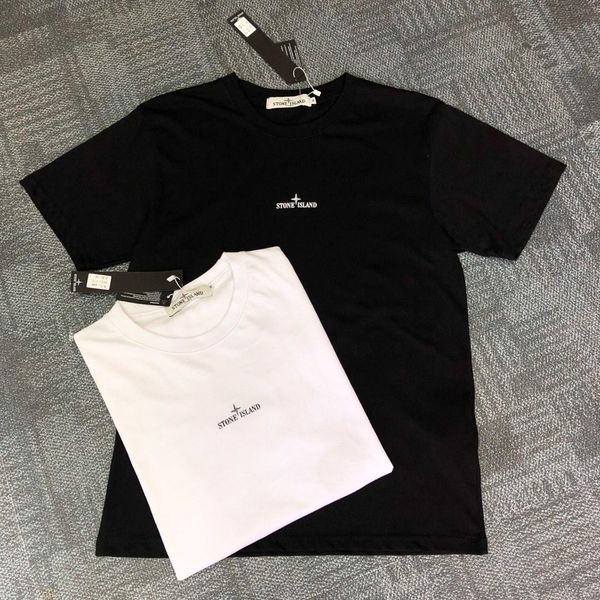 

Loo e t hirt for men with plain monochrome embroidered round neck and hort leeve, White;black