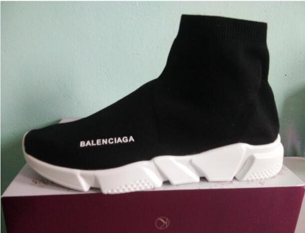 

bq4 2020 brand casual shoes flat fashion men socks red triple black stretch mesh high women sneaker speed trainer runner