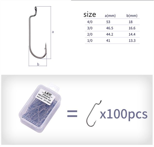 

high quanlity fishing worm hook narrow belly soft bait hooks 100pc/box freshwater saltwater offset crank barbed hook