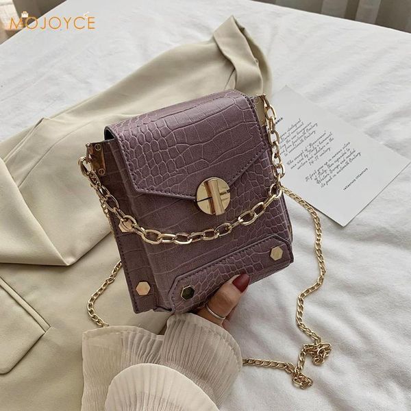 

women casual crossbody bag solid color rivet pu leather ladies chain shoulder messenger bag fashion shoulder pouch