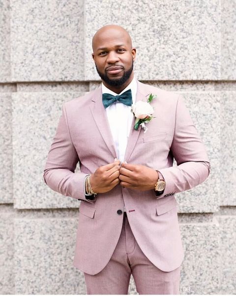 

summer beach pink linen men suits groom wedding tuxedos man blazer 2piece coat pants jacket trousers costume homme casual prom party, Black;gray