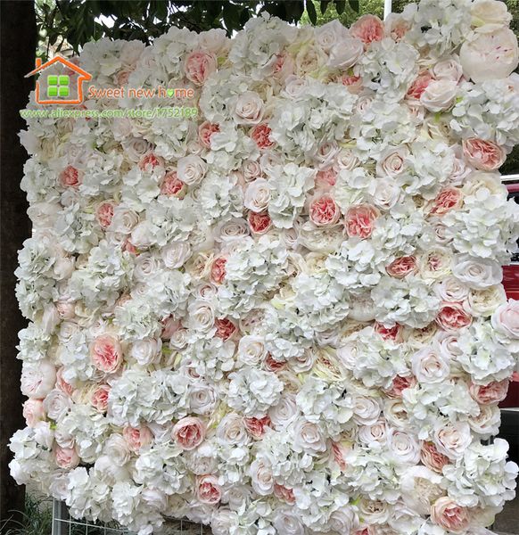 

12pcs/lot artificial flower wall fake flower table runner wedding background with hydrangeas 3d