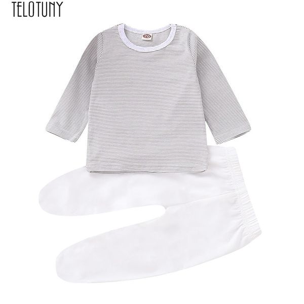 

telotuny outfit 2pcs toddler newborn baby long sleeves stripe t-shirt pants set outfit baby sets casual new nov17, White