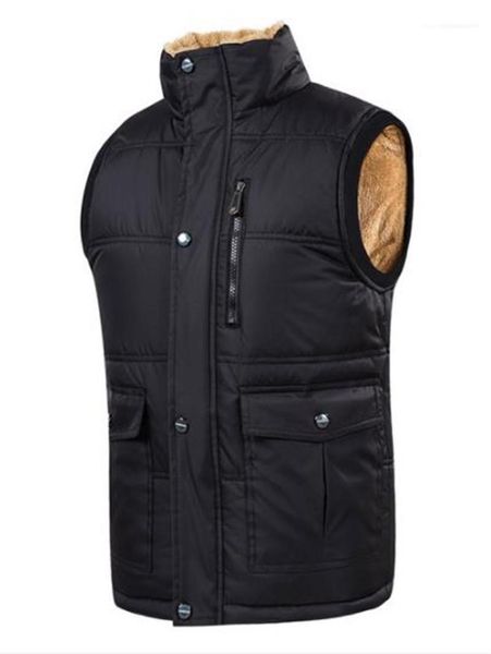 

panelled stand collar mens vests casual males clothing solid color mens designer vests fashion loose thick zipper, Black;white