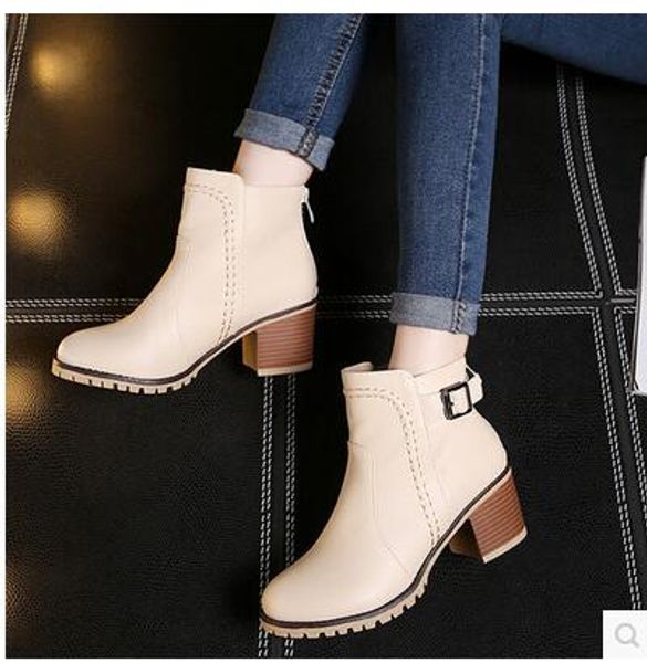 

women's shoes spring rubber boots for women knee-high 2017 fashion shoes high-heeled boots winter short tube thick, Black