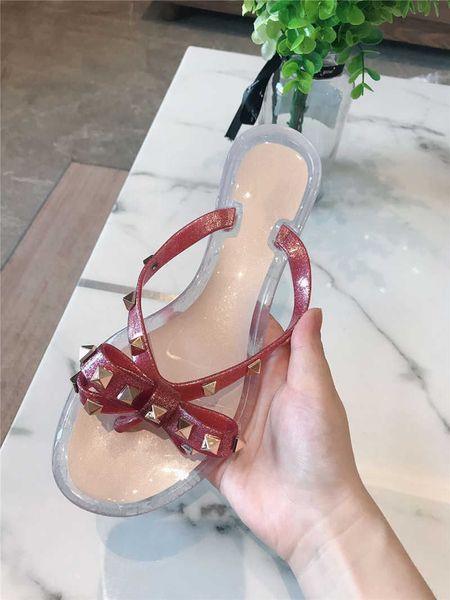 

2020 new classic fashion women girl slipper rivet bandage 5colour flat bottom sandals with original box 35-41 c29, Black
