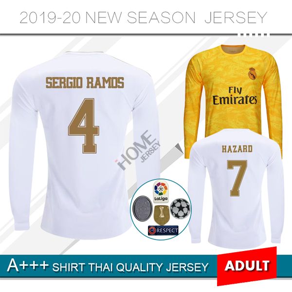 

2019 20 real madrid long leeve occer jer ey home away new hazard occer hirt 20 a en io i co marcelo madrid 19 20 football uniform