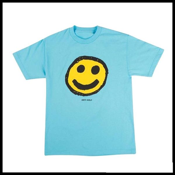 

new fashion golf wang smiley 4- color t-shirt round neck loose short-sleeved men and women lovers tee st xsq, White