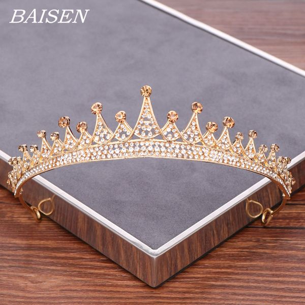 

ladies gold crown wedding hair accessories hair crown bride tiaras princess girls headpiece jewelry birthday gift, Golden;white