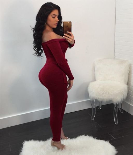 

deep v neck solid color womens jumpsuits long sleeve skinny womens rompers female apparel with sashes, Black;white