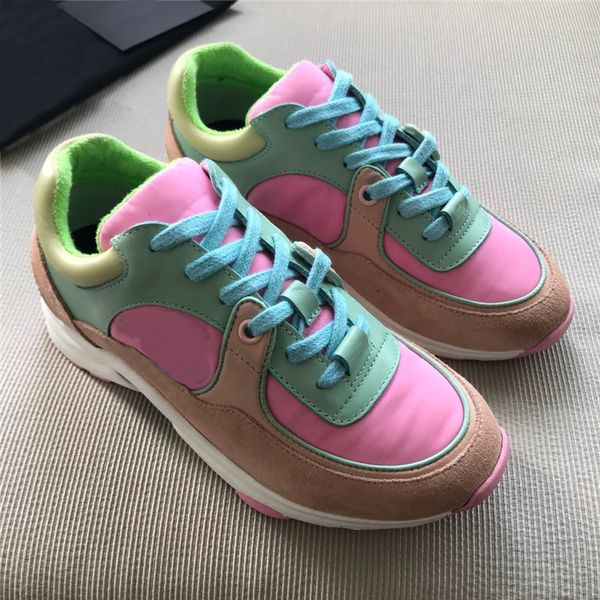 

New luxury brand leather ca ual hoe women de igner neaker men hoe genuine leather fa hion mixed color original box ize35 45