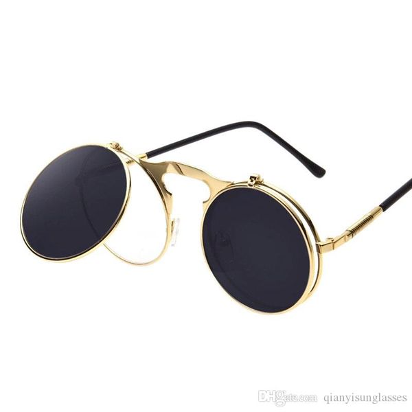 

round sunglasses men sunglasses steam punk metal de sol women coating sunglasses men retro circle sun glasses, White;black