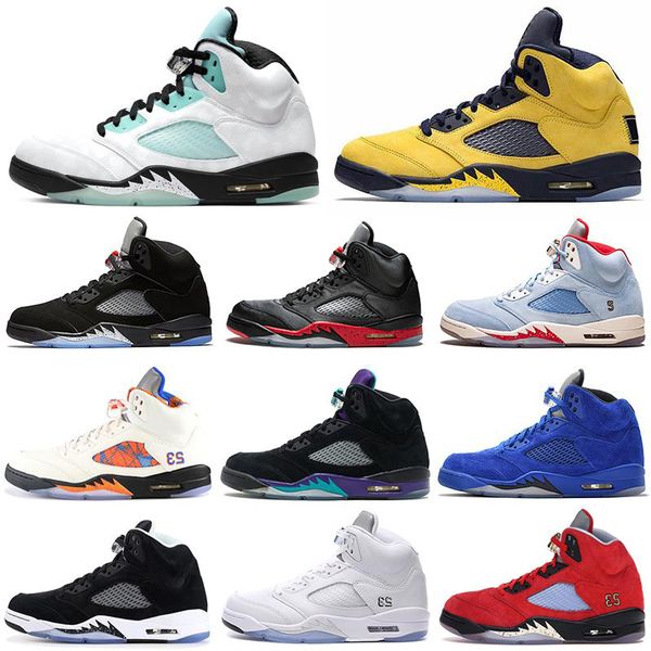 

fashion island green bred 5 5s bred og basketball shoes grape michigan ice blue psg wings trophy room wings mens trainers sneakers, White;red