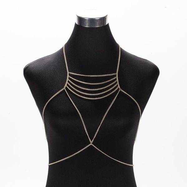 

woman tassels multilayer gold color body chain charm statement body jewelry beach accessories, Slivery;golden
