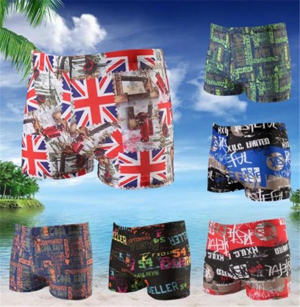 

striped print mens swimming pants fashion pocket flat angle swim fashion knee length clothing plus size relaxed apparel