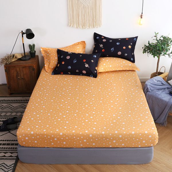 

white star yellow fitted sheet with elastic band mattress cover 25cm deep bed sheet on elastic band bed linen twin full queen