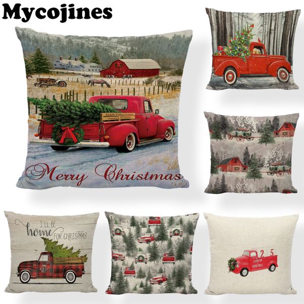 

2018new arrivals cushion cover merry christmas trees throw pillows fabulous red truck dog decorative throw pillows festival gift