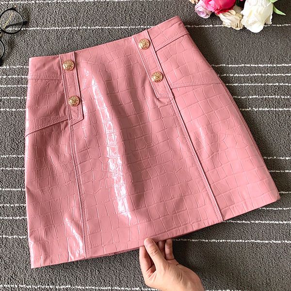 

2020 женская совершенно новая высококачественная натуральная кожа розовые юбки горячая мода овчина высотная кожаная юбка b952, Black