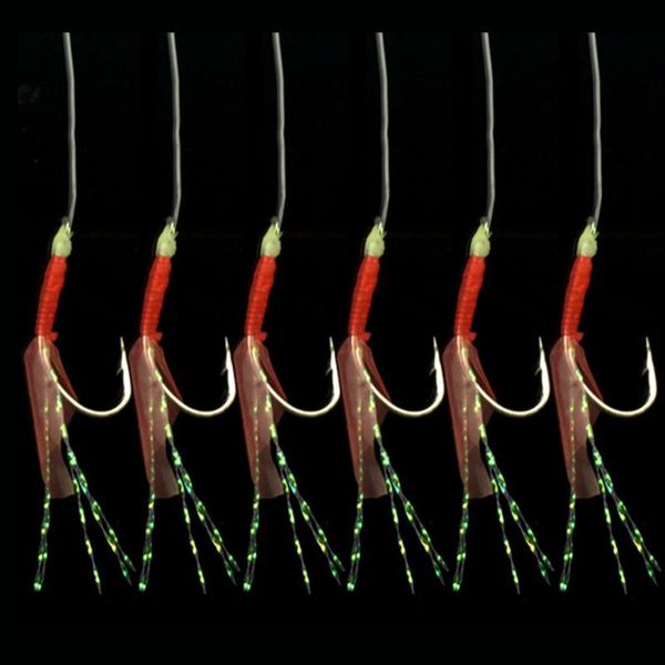 

6pcs artificial fishskin practical night fishing sharpened lure accessories durable outdoor lightweight string hook