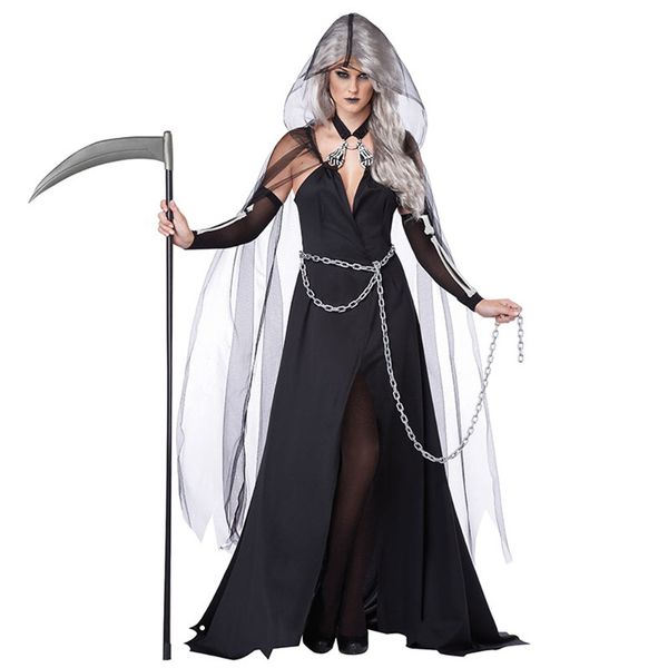 

2018 halloween witch costume vampire female ghost demon ghost cloak suit witch costume uniform party death, Black;red