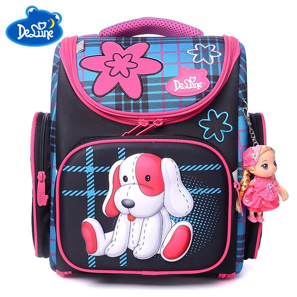 

russia famous backpack delune orthopedic school bags girls dog printing ultralight schoolbag backpack black for primary children