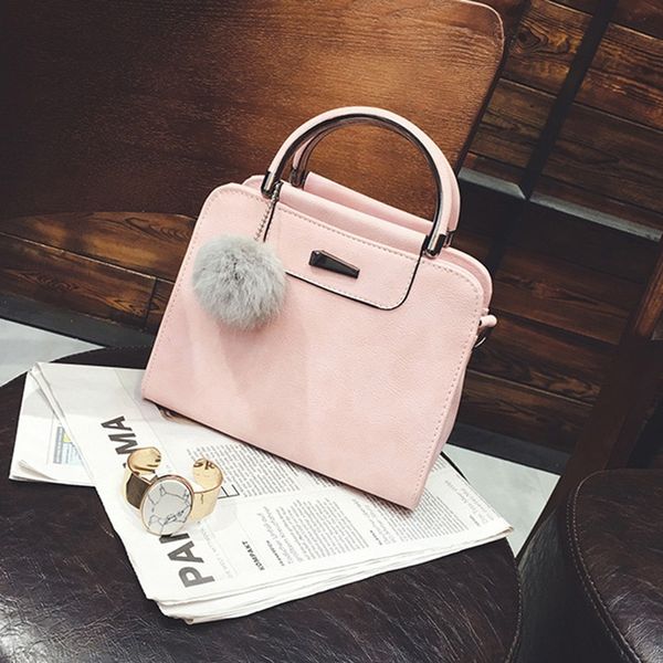 

2020 dihopeiron medal tote purse handbags with hairball women handle satchel shoulder bag pu leather crossbody bags