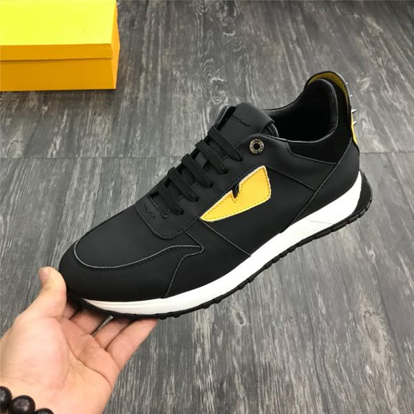 

new men's sneakers black and yellow leather lace-up luxury designer shoes multicolour leather sneakers with box