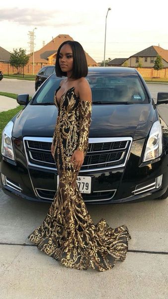 

africa strapless golden sequined mermaid evening dress sleeveless runway fashion formal party gown special occasion prom dress plus size, Black;red