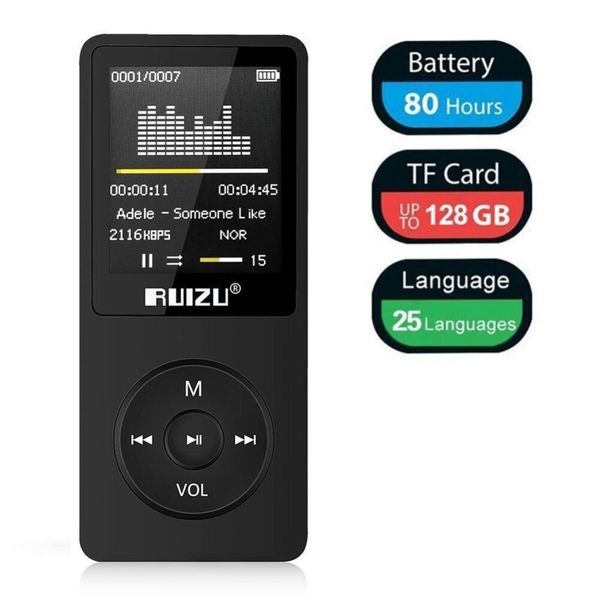 

mp3 player original ruizu x02 ultra slim music player with fm radio, voice recorder, video play, text reading, 80 hours playback