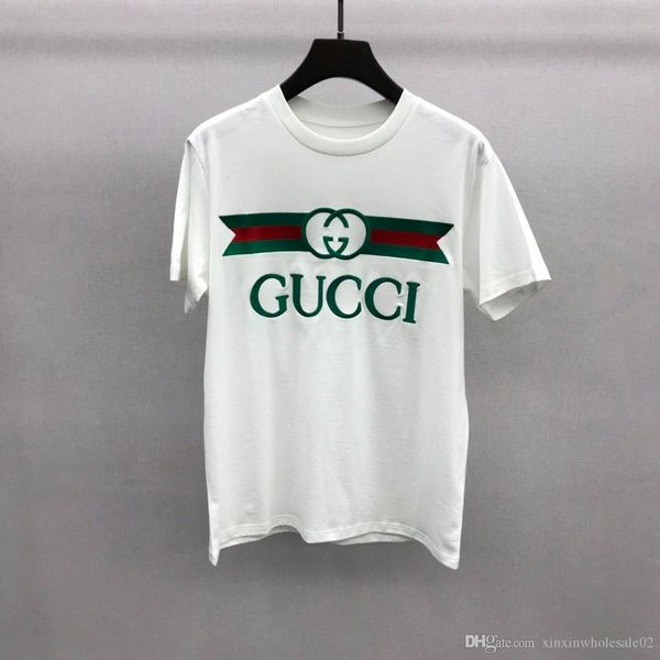 

2020 итальянская весна и лето последний стиль линии письмо печати старший футболка мода мужчины и женщины высокое качество повседневная смес, White;black