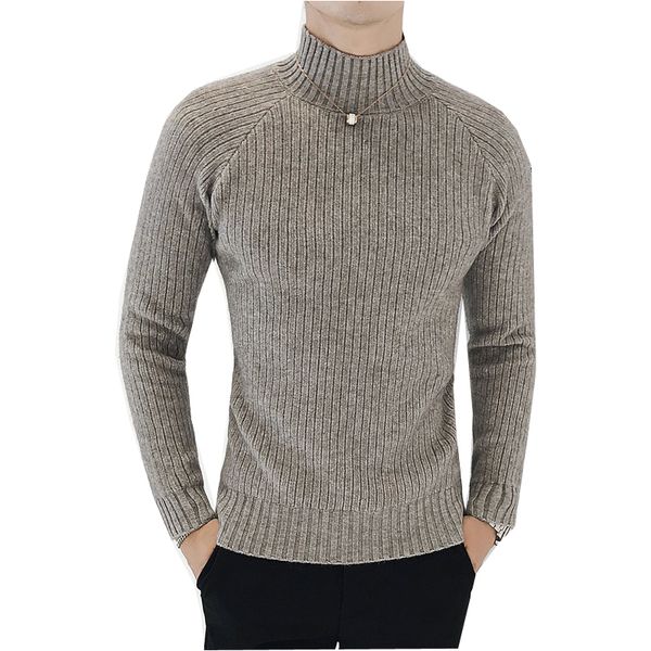 

sweater stylish knitted long sleeve solid color turtleneck pullover sweaters men leisure sweater male sweaters pullover, White;black