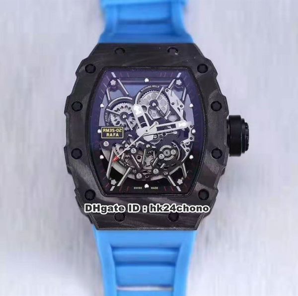 

sell 7 style rm35-02 rafael nadal ntpt carbon miyota 6t51 autoamtic mens watch skeleton dial blue rubber strap gents watches m11a, Slivery;brown