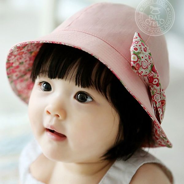 

babies' fisherman sun bowknot floral babies' fisherman butterfly butterfly basin sun hat bowknot floral basin hat, Yellow
