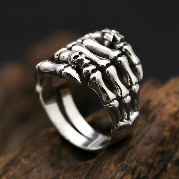 

925 sterling silver punk cross skull ghost claws engagement ring silver ring jewelry wholesale