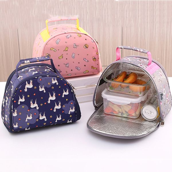 

многофункциональный мешок охладителя милый узор портативный ланч-бокс с ручкой качество открытый удобный мешок охладителя хранения, Blue;pink