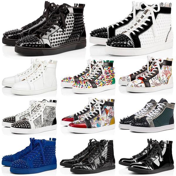 

designer shoes men women chaussures studded spike sneakers triple black white red leather suede flat bottoms casual shoe 36-47 vintage l03